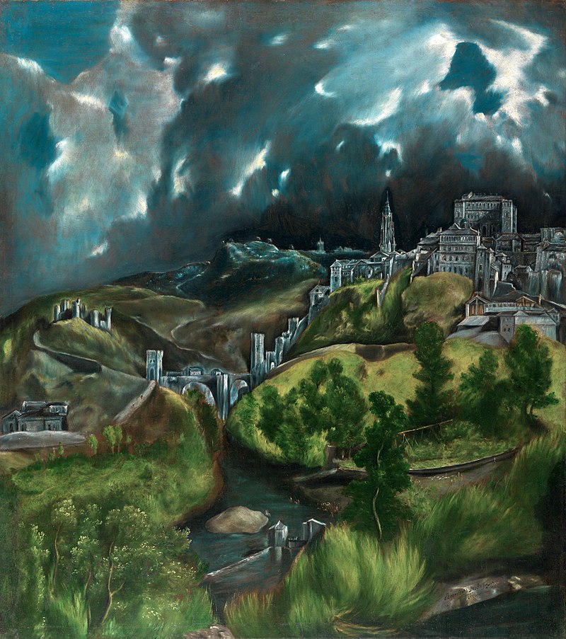 A far-off view of Toledo in 1600, artsily rendered by El Greco